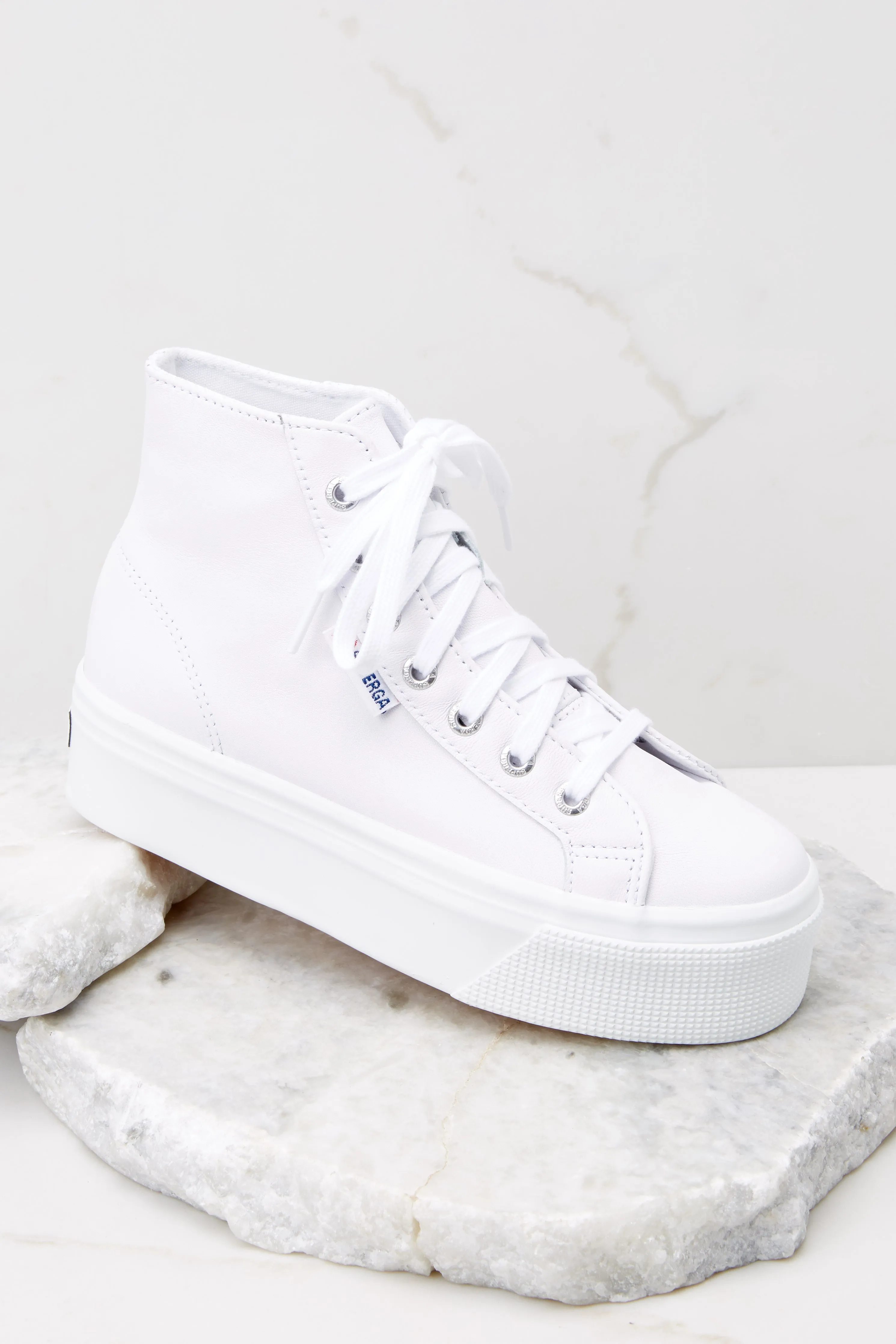 2705 Nappa White Leather Hi Top Platform Sneakers