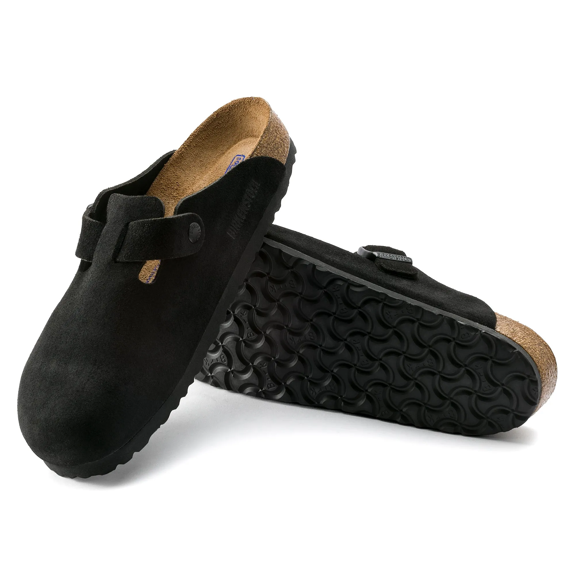 Birkenstock Boston Soft Footbed Suede Leather - Black