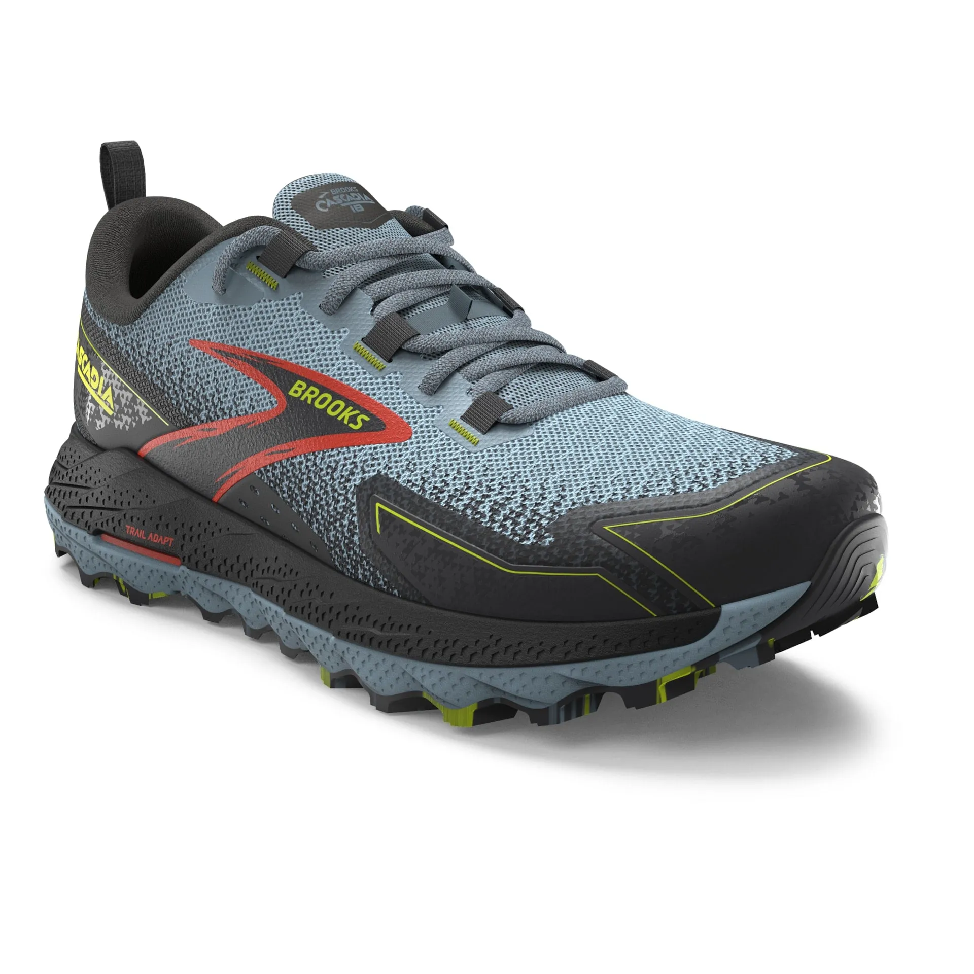 Brooks Mens Cascadia 18- Citadel/Ebony/Lime (1104261D004)