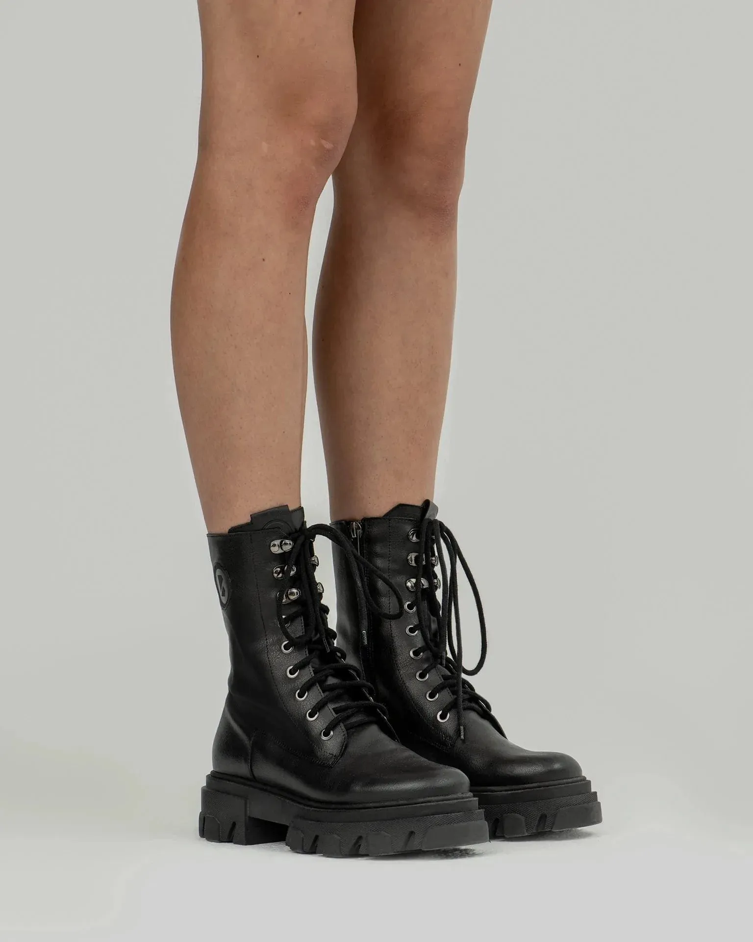 Combat Women's Vegan Leather Worker Boots | Black