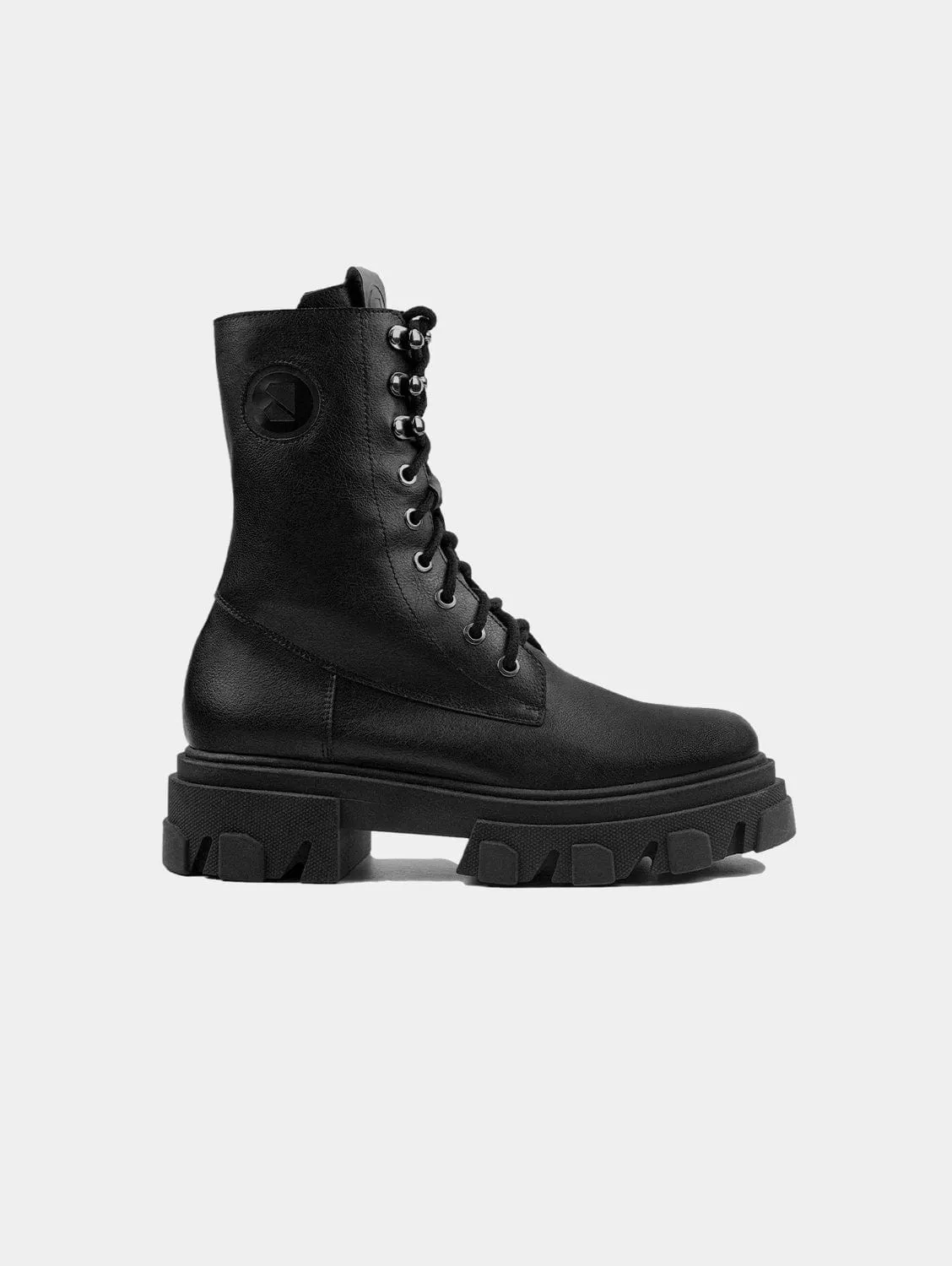 Combat Women's Vegan Leather Worker Boots | Black