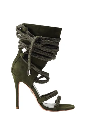 COSIMA ARMY GREEN SUEDE SANDALS