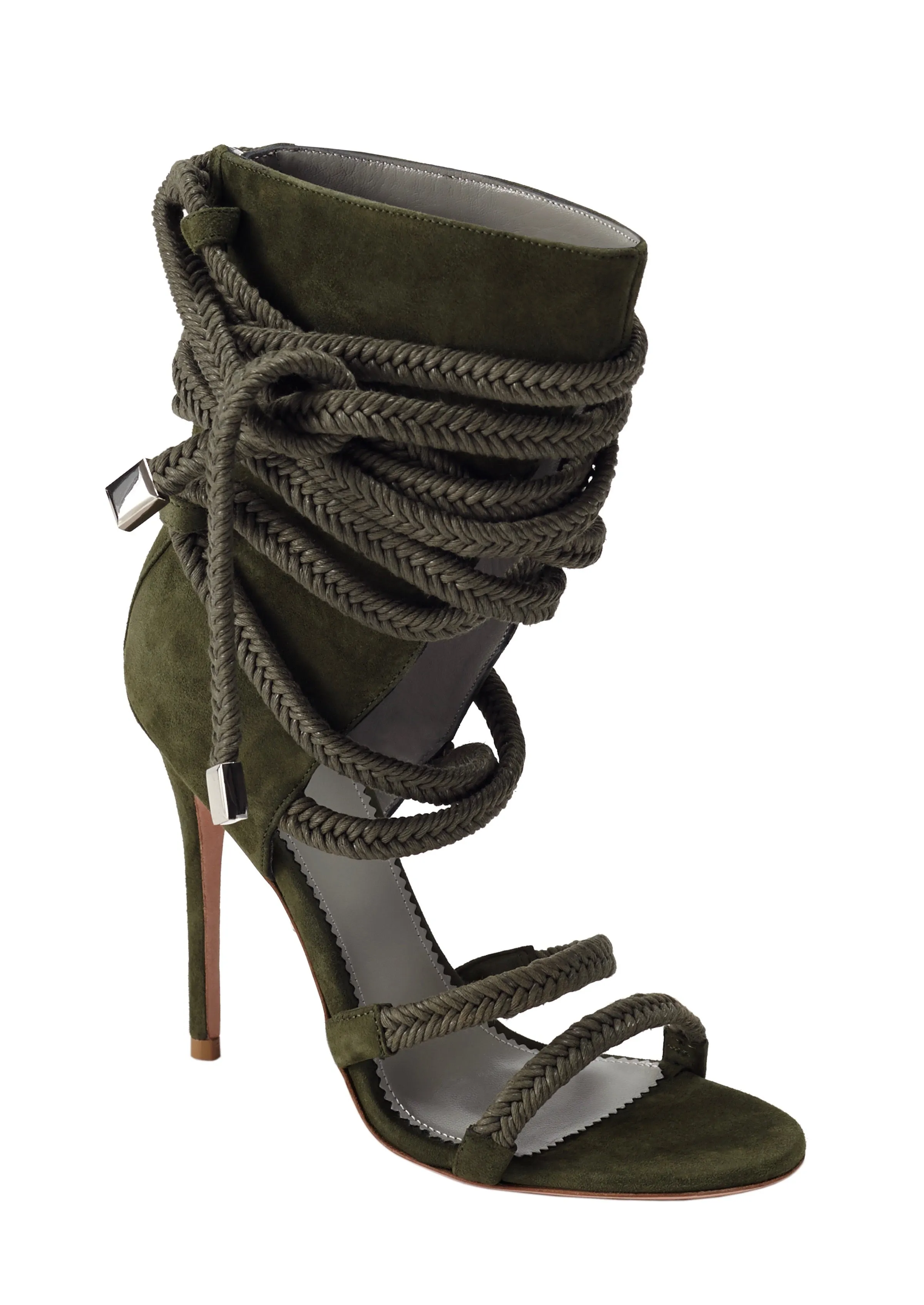 COSIMA ARMY GREEN SUEDE SANDALS