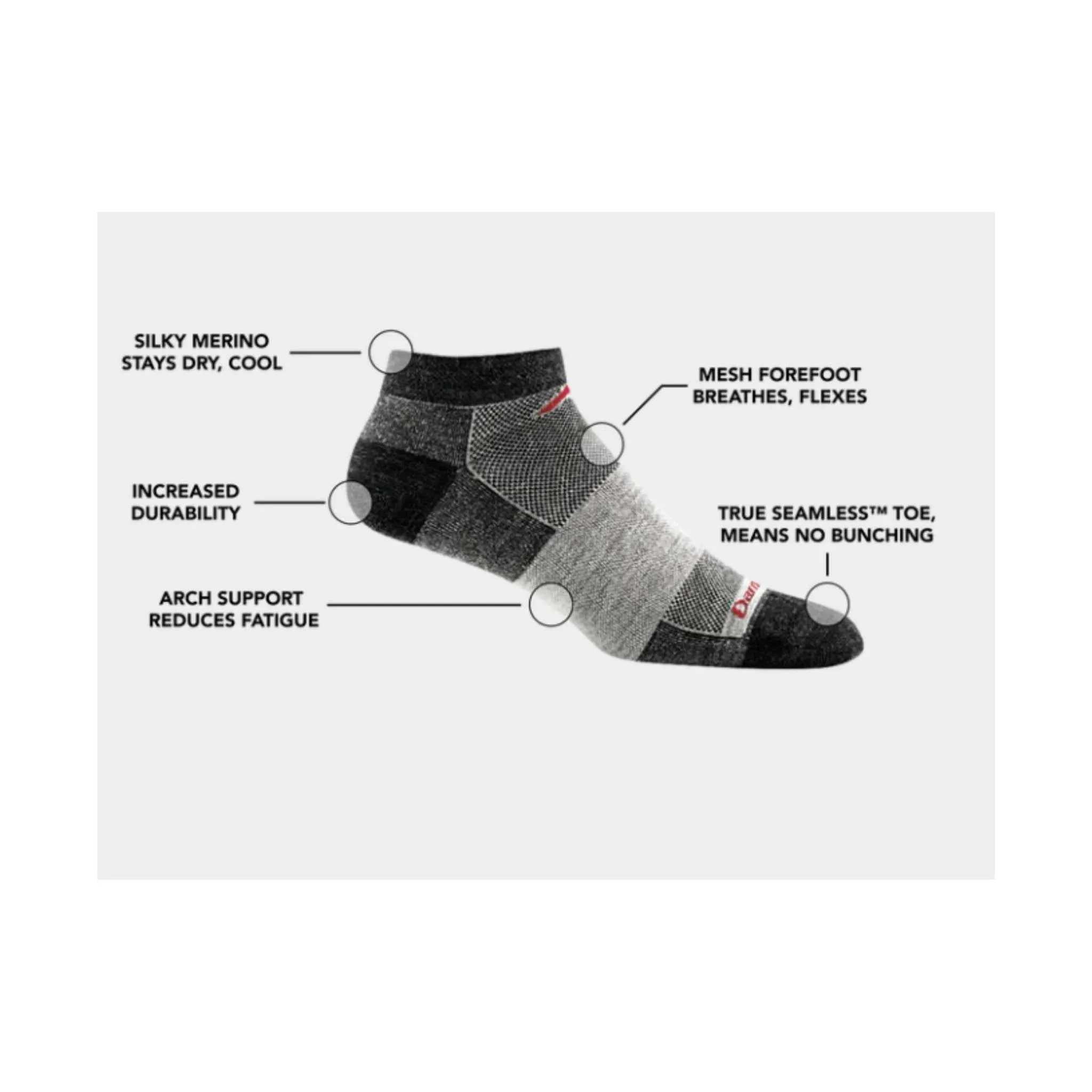 Darn Tough Vermont Men's No Show Lightweight Running Sock - Charcoal