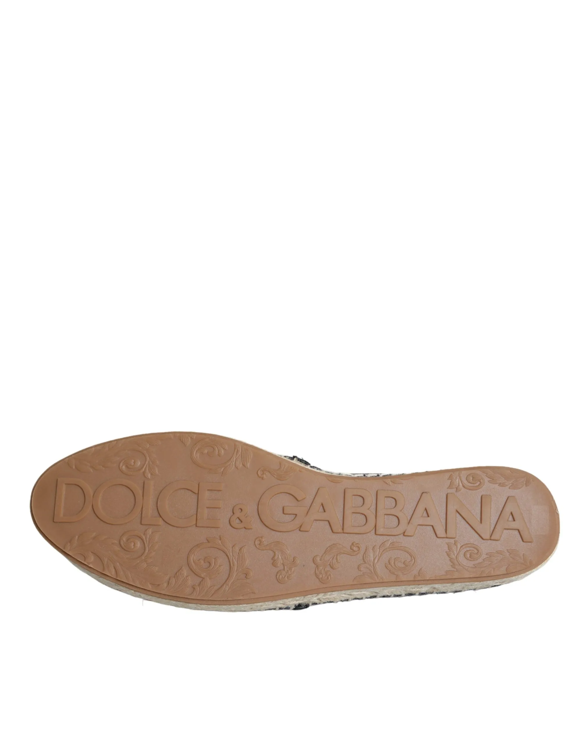 Dolce & Gabbana Black Cotton Leopard Slip On Espadrilles Shoes