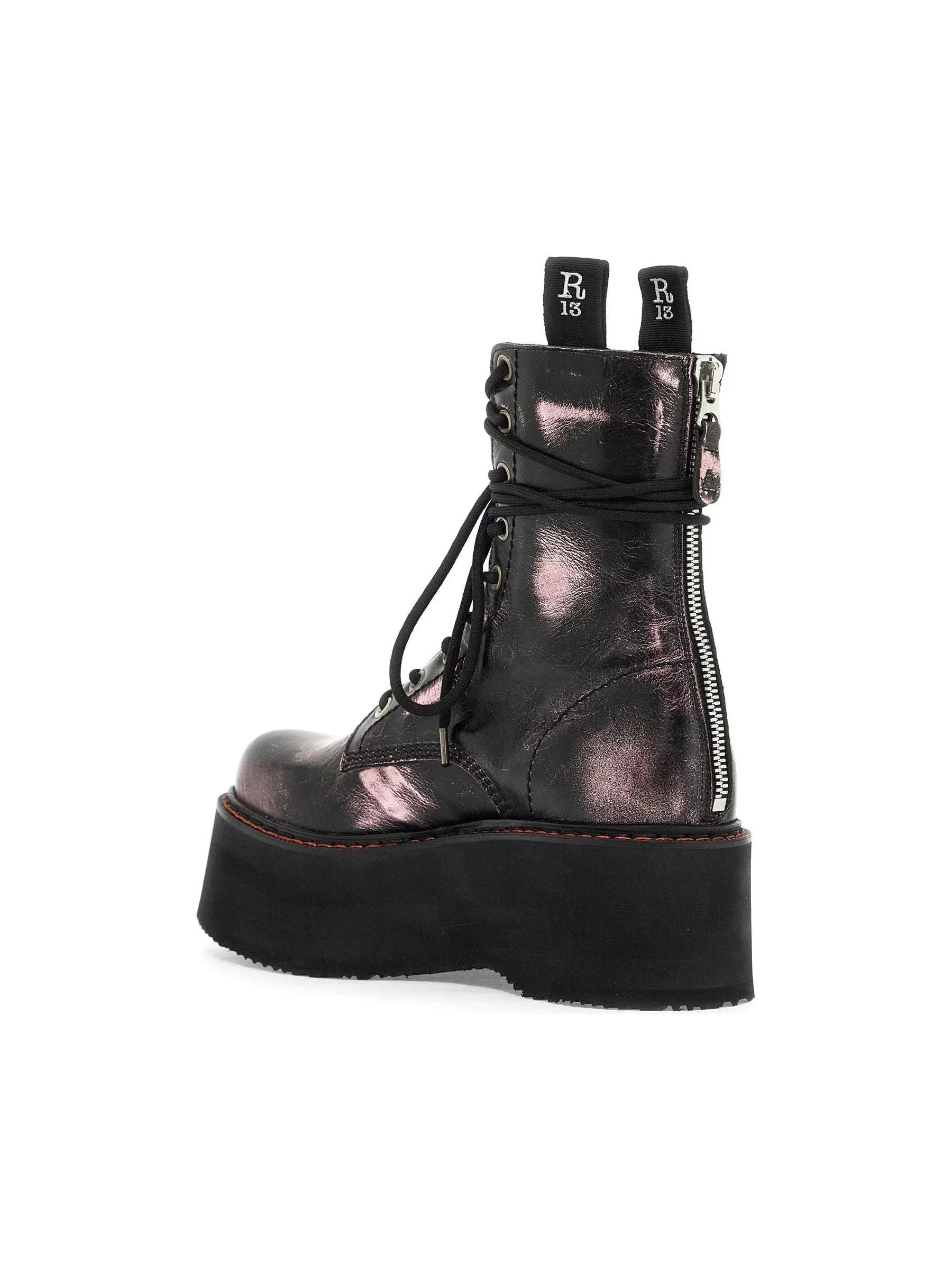 Double Stack Metallic Combat Boots