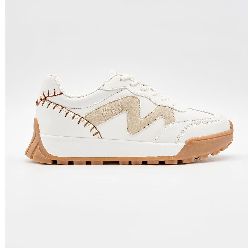 FILA Allesandra Big Stitch Sneaker - White/ Beige