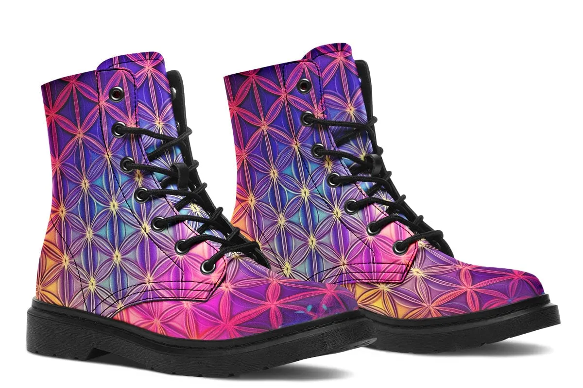 Flower Life Purp Combat Boots