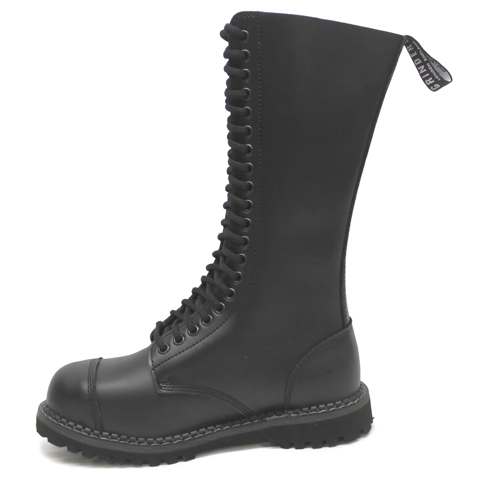 Grinders Unisex King CS Derby Leather Black Boots - UK 3