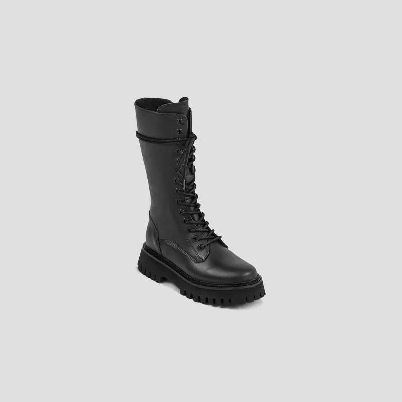 Groovy Lace-Up Black Combat Boots