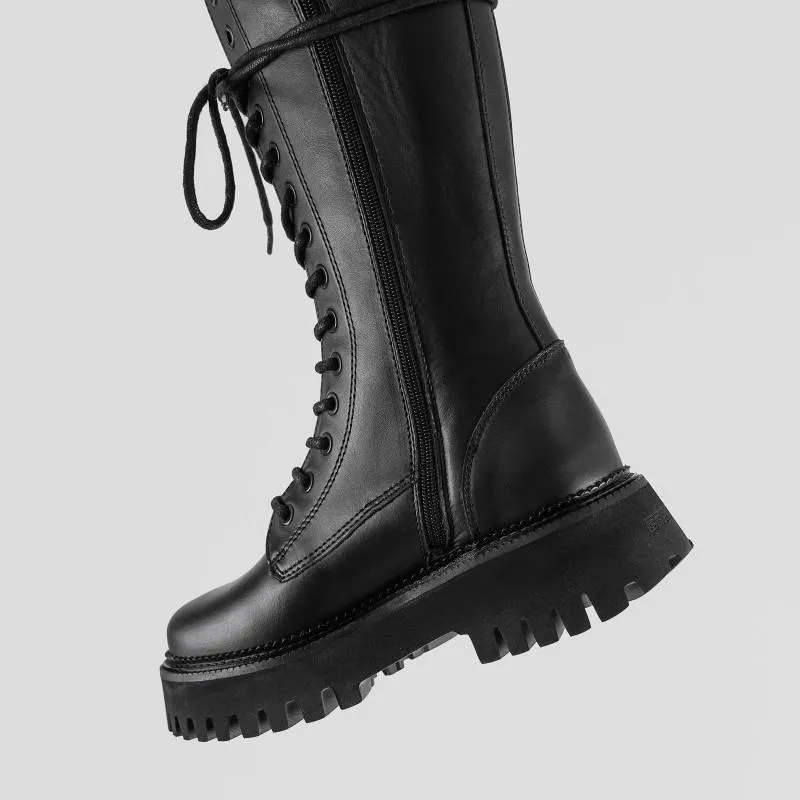 Groovy Lace-Up Black Combat Boots