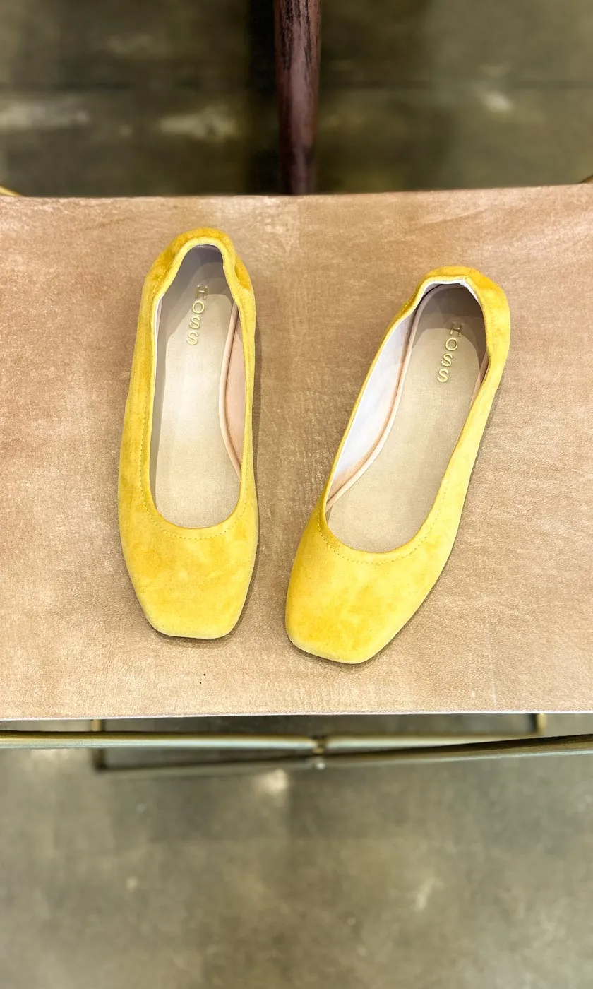 HOSS Soft Suede Yellow Ballet Flat