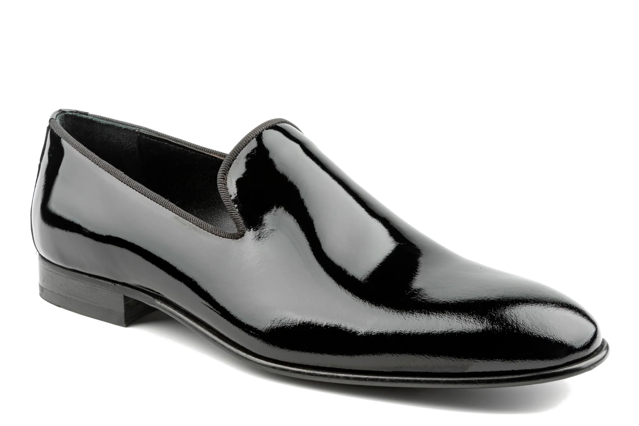 Ibo Black Patent Leather Loafers Men's Must Have Tuxedo Slip Ons, Palermo Style Wedding Dress Shoes for Men