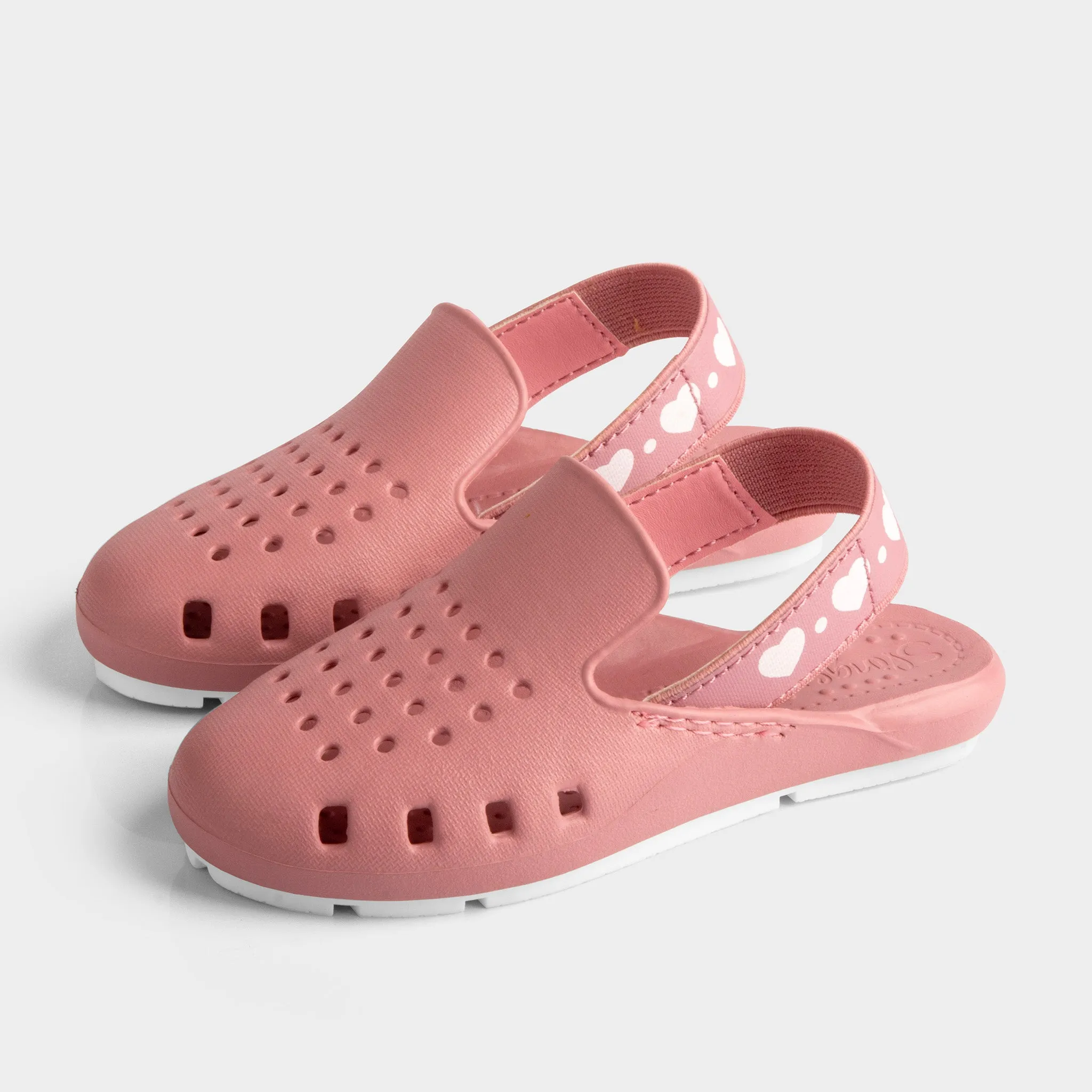 MAUVE HEART MULE SLINGERS <br><span style="font-size: 8px; font-weight: normal;"> Pink Water Shoes | Soft as a girl’s jelly shoe