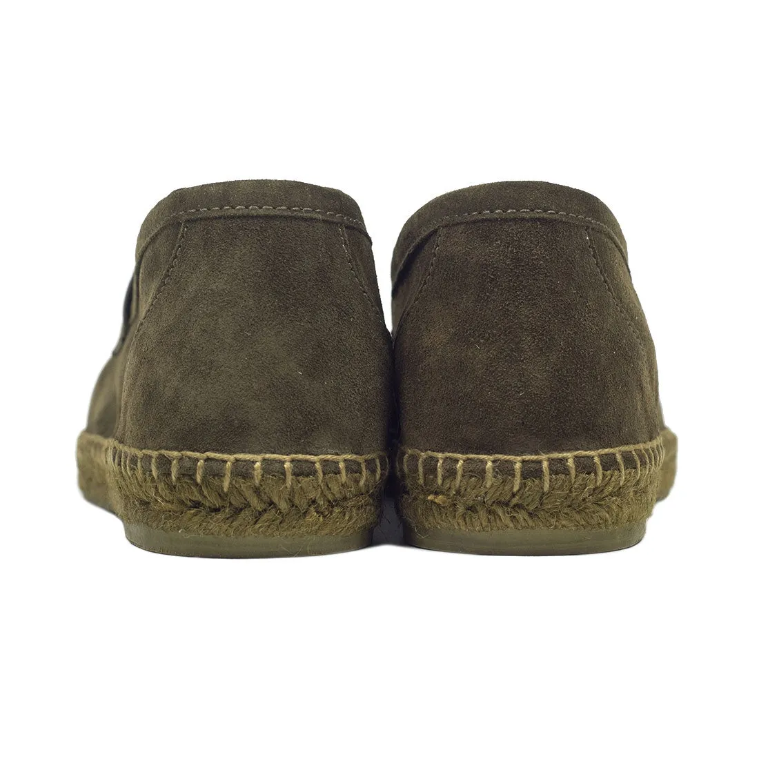 Mushroom suede penny-loafer style espadrilles with khaki sole