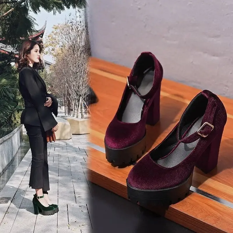 Platform Shoes for Women: Plush Microfiber, 8cm Heel, 4cm Waterproof Platform