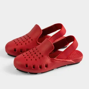 RED CLASSIC MULE SLINGERS (size up 1 size) <br><span style="font-size: 8px; font-weight: normal;"> Girls red shoes functions as water shoes - kids sandals.