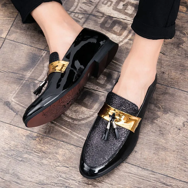 Stylish Glitter Moccasin Pointed Toe Casual Men’s Shoes