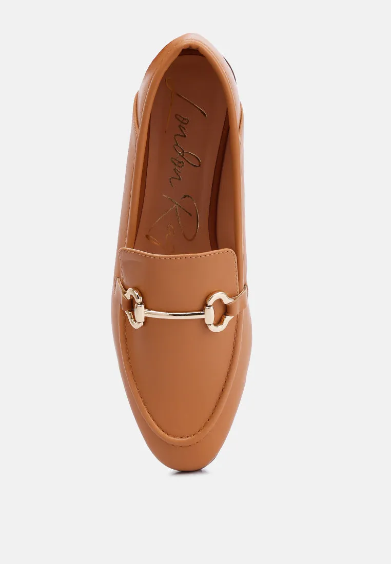 Talula Horsebit Embellished Faux Leather Loafers