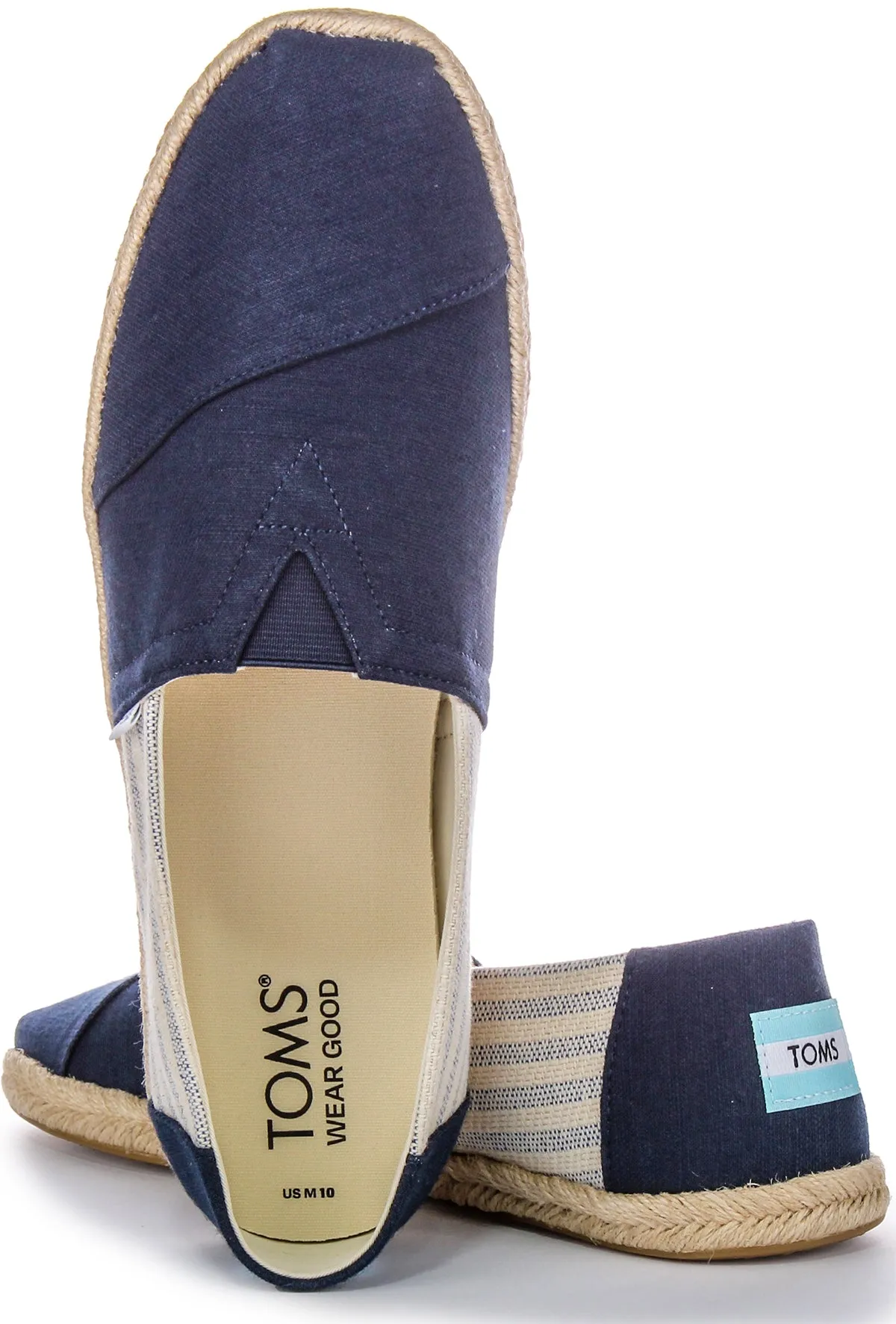 Toms Alpargata Strip Rope Sole In Navy For Men