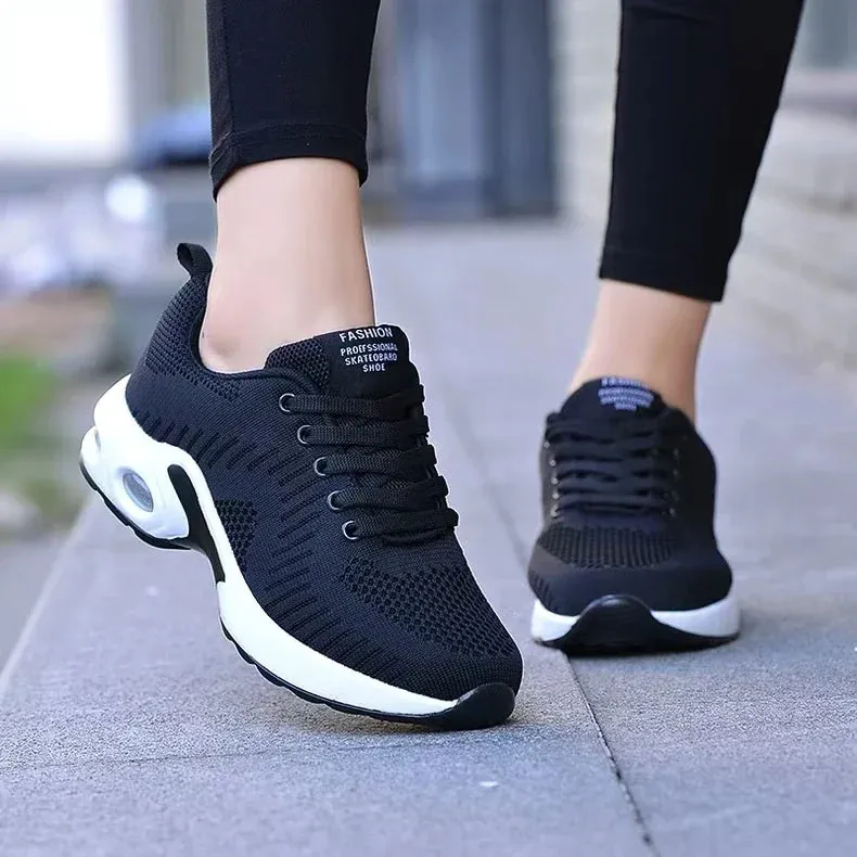 Women Running Trainers Ladies Waking Shoes Breathable Lightweight Sneakers Air Cushion Mesh Shoes for Gym Fitness Athletic