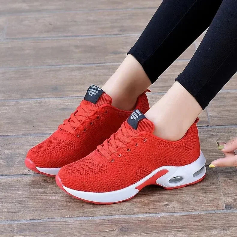 Women Running Trainers Ladies Waking Shoes Breathable Lightweight Sneakers Air Cushion Mesh Shoes for Gym Fitness Athletic