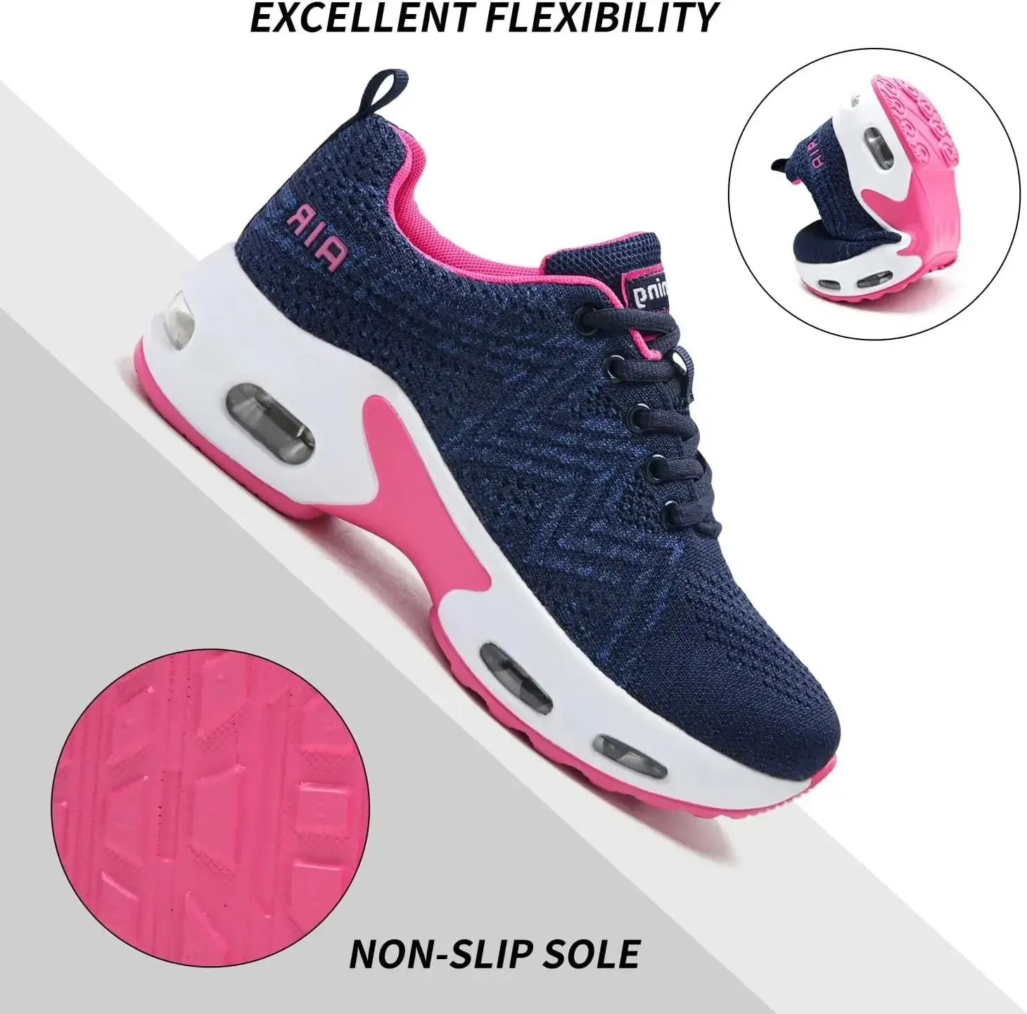 Women Running Trainers Ladies Waking Shoes Breathable Lightweight Sneakers Air Cushion Mesh Shoes for Gym Fitness Athletic