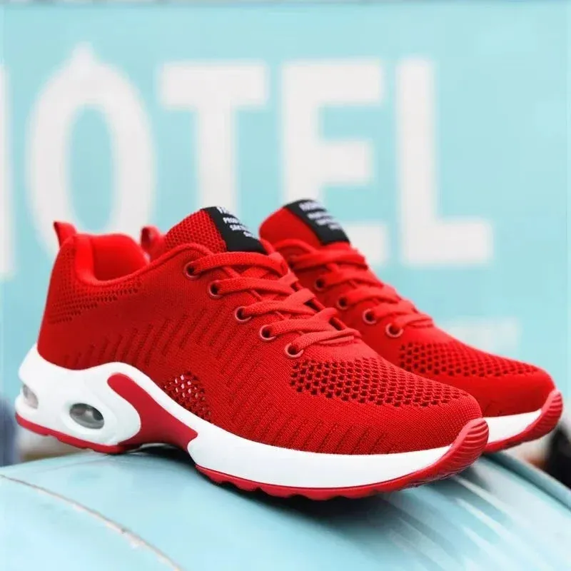 Women Running Trainers Ladies Waking Shoes Breathable Lightweight Sneakers Air Cushion Mesh Shoes for Gym Fitness Athletic