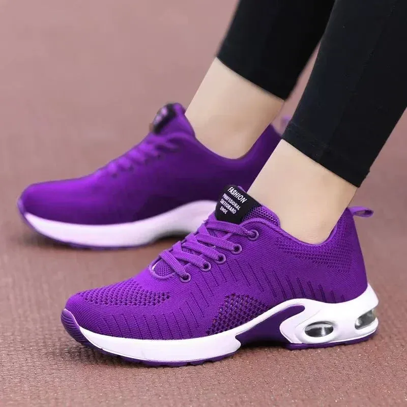 Women Running Trainers Ladies Waking Shoes Breathable Lightweight Sneakers Air Cushion Mesh Shoes for Gym Fitness Athletic