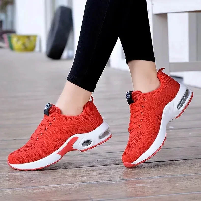 Women Running Trainers Ladies Waking Shoes Breathable Lightweight Sneakers Air Cushion Mesh Shoes for Gym Fitness Athletic