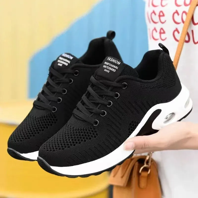 Women Running Trainers Ladies Waking Shoes Breathable Lightweight Sneakers Air Cushion Mesh Shoes for Gym Fitness Athletic