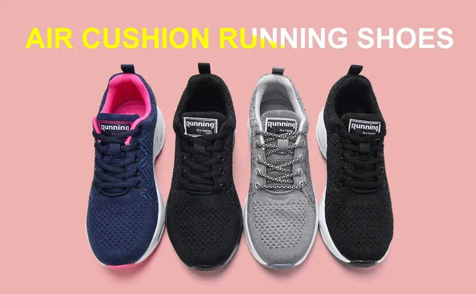 Women Running Trainers Ladies Waking Shoes Breathable Lightweight Sneakers Air Cushion Mesh Shoes for Gym Fitness Athletic