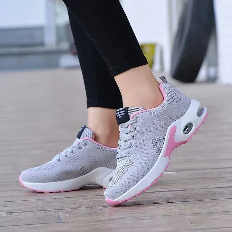 Women Running Trainers Ladies Waking Shoes Breathable Lightweight Sneakers Air Cushion Mesh Shoes for Gym Fitness Athletic