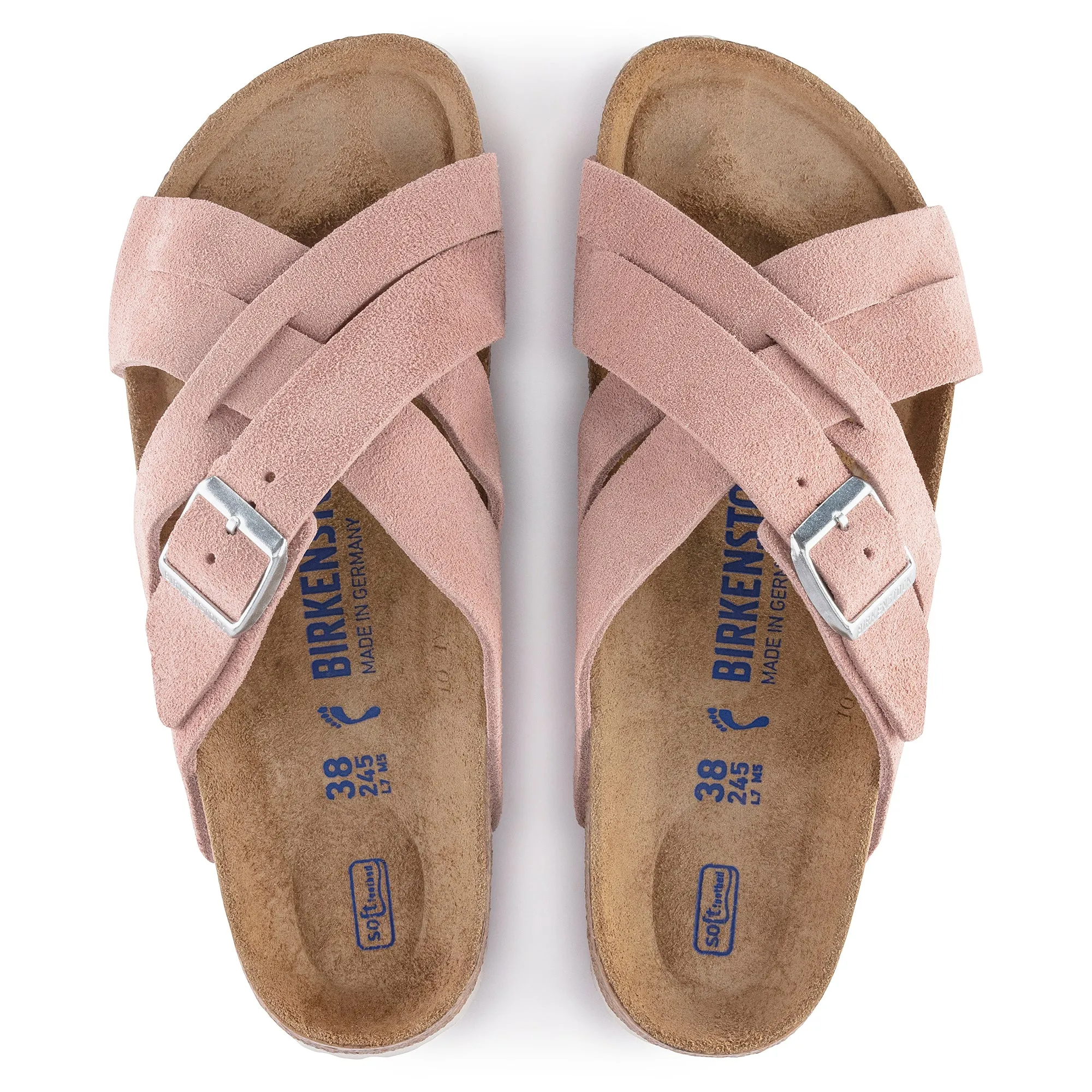 Women's Birkenstock Lugano Soft Footbed Suede Leather Color: Pink Clay (MEDIUM/NARROW WIDTH)